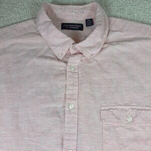 Roundtree & Yorke Mens Button‎ Down Shirt 2XL Pink Striped Short Sleeve